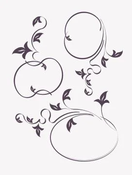 Set of 3 decorative oval frames Illustrazione stock