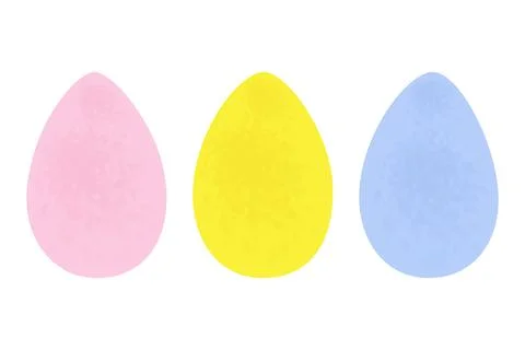 Set of 3 Easter eggs in trendy soft pink, yellow and blue shades. Happy Easter Stock Illustration
