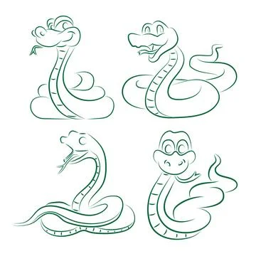 Set 3 of funny snakes symbol of the year 2025 Stock Illustration