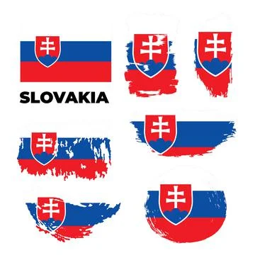 Set of 3 grunge textured flag of Slovakia. Vector flags. Stock Illustration