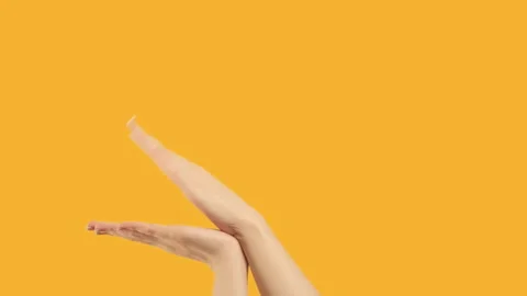 Set 3 hand gestures presentation background orange Stock Footage 130301510