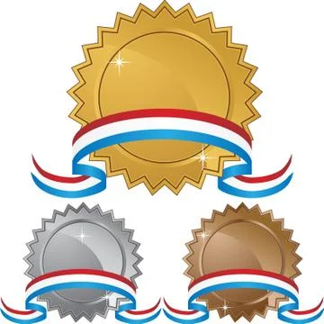 Set of 3 labels with ribbon Stock Illustration