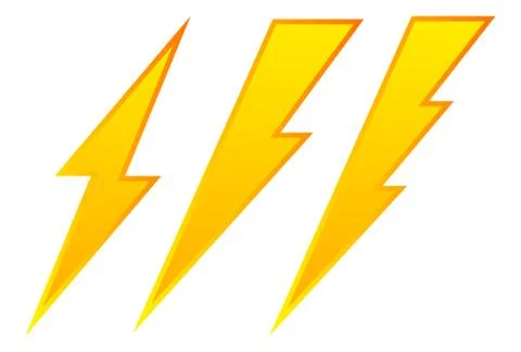 Set of 3 lighting bolt, spark icon. Electricity signs. Stock Illustration