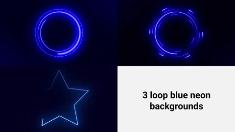 Set of 3 loop blue neon backgrounds. Stock Footage 313124693