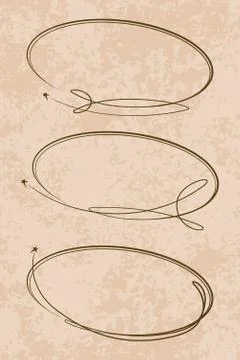 Set of 3 oval frames on a grunge style background Stockillustratie