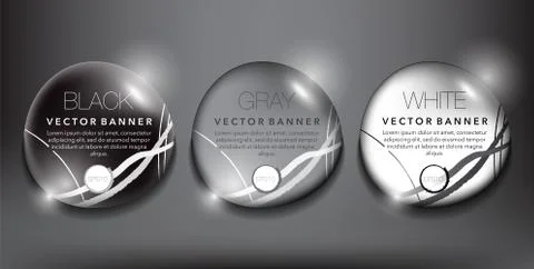 Set of 3 round vector banners. Stock Illustration