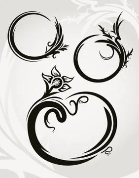 Set of 3 round vintage frames for your design. Vector illustration Stock Illustration