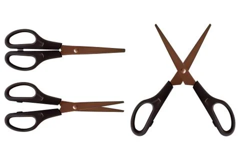 Set of 3 scissors. Realistic vector illustration Stock Illustration