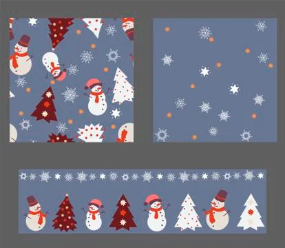 Set with 3 Seamless Patterns 스톡 일러스트