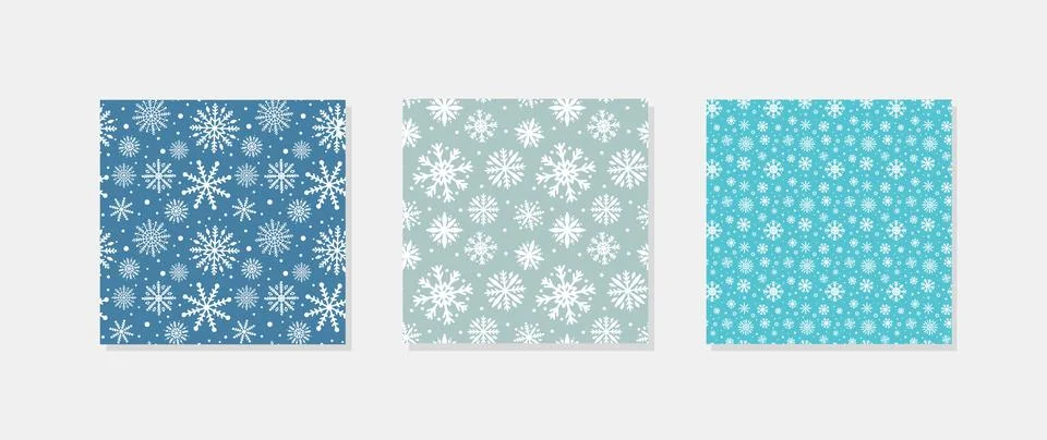 Set of 3 snowflakes seamless pattern. Christmas or winter background. Vecto.. Stockillustratie