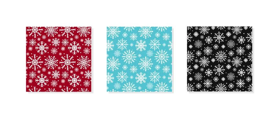 Set of 3 snowflakes seamless pattern. Christmas or winter background. Vecto.. イラスト素材