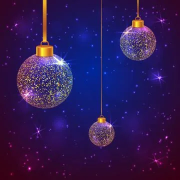 Set of 3 sparkled Christmas balls Stock Illustration
