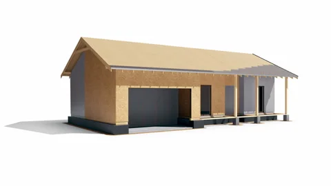 Set 3 Stage 5 of 7. Stage of developing process of wood frame building. 動画素材 112911710