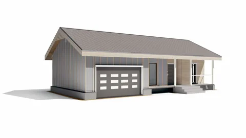 Set 3 Stage 6 of 7. Stage of building process off wood frame construction house. 動画素材 112912486