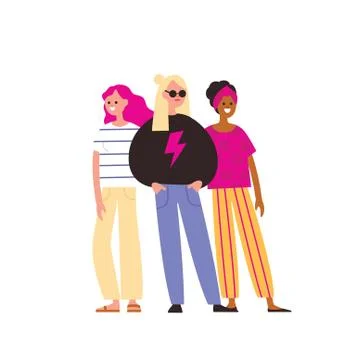 Set of 3 three stylish model, women in different poses. Stock Illustration