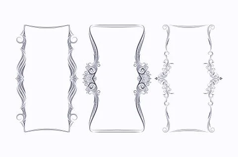 Set of 3 unusual vertical decorative frames. Stockillustratie