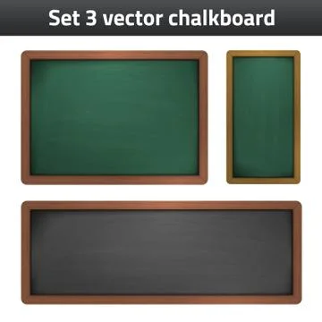 Set 3 vector chalkboard school supplies illustration Stock-Illustration