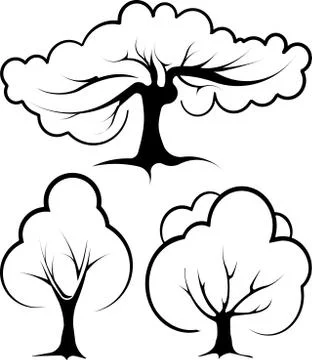 Set of 3 vector trees 스톡 일러스트