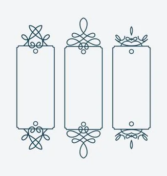 Set of 3 vertical frames or decorative tags. Stock Illustration