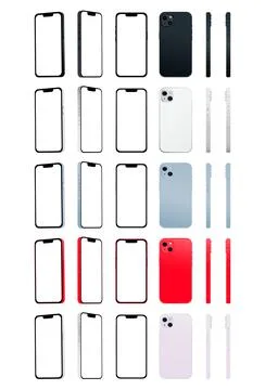 Set of 30 pcs novelty modern smartphone 14, original colors, templates for ad Stock Illustration