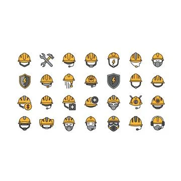 Set of 30 pixel art icons: construction, safety, and tools collection Stockillustratie