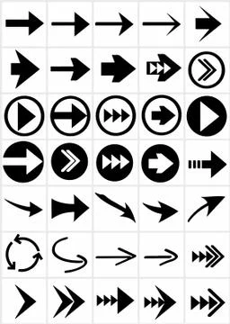Set of 36 types of arrows Stock Illustration