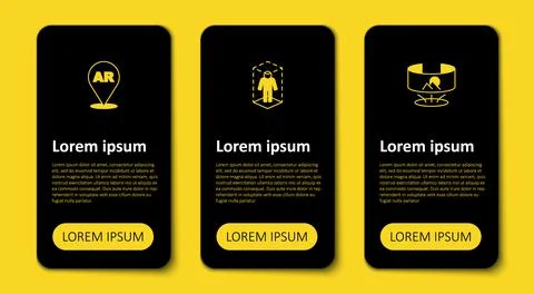 Set 360 degree view, 3d modeling and Augmented reality AR. Business infographic Illustrazione stock