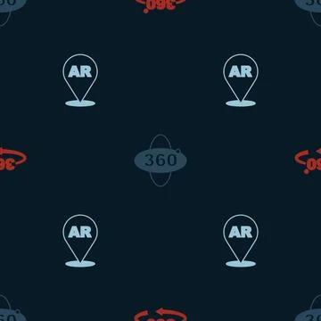 Set 360 degree view, and Augmented reality AR on seamless pattern. Vector Stock Illustration
