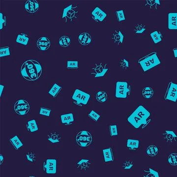 Set 360 degree view, Augmented reality AR, 3d modeling and on seamless pattern イラスト素材