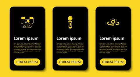 Set 360 degree view, VR controller game and . Business infographic template Illustrazione stock