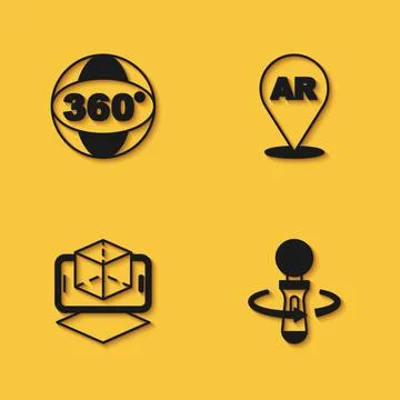 Set 360 degree view, VR controller game, 3d modeling and Augmented reality AR Illustrazione stock