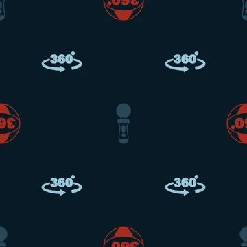 Set 360 degree view, VR controller game and on seamless pattern. Vector Stock Illustration
