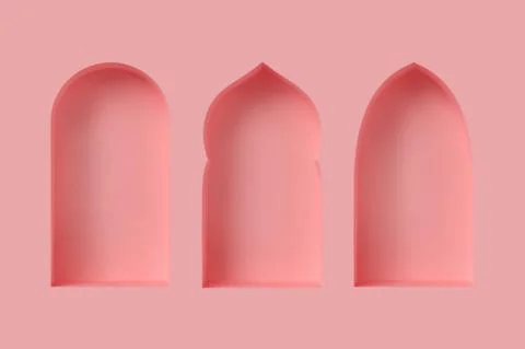 Set of 3d Arabic style windows. Stock Illustration