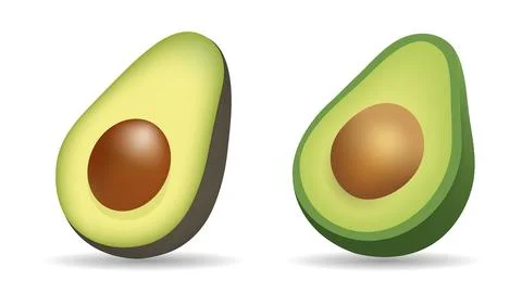 Set of 3d avocado icons in two different styles Stock Illustration