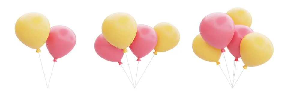 Set of 3d balloon floating isolated on white background, Great discount and s Stock Illustration