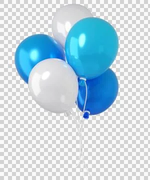 Set of 3d balloons in white, blue Stock Illustration