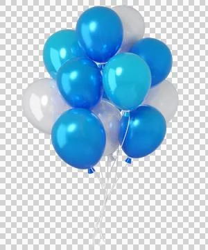Set of 3d balloons in white, blue Stock Illustration