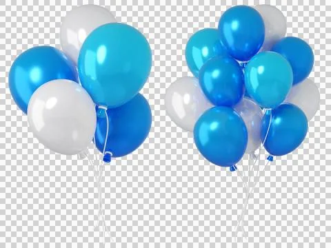 Set of 3d balloons in white, blue Stock Illustration