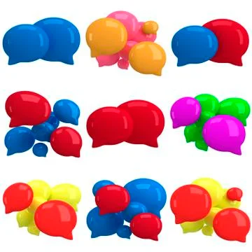 Set of 3d blank speech bubbles Illustrazione stock