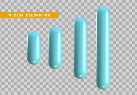 Set 3d blue capsule. Geometric Shapes Objects. Realistic geometry elements. p Stock Illustration