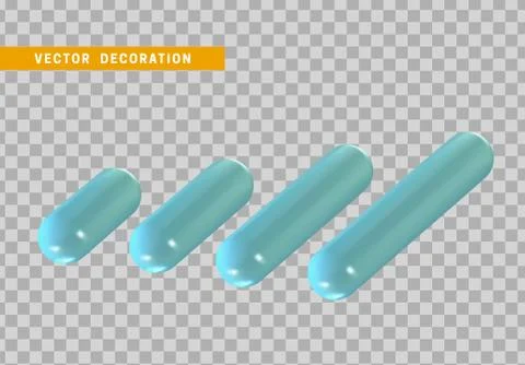 Set 3d blue capsule. Geometric Shapes Objects. Realistic geometry elements. p Stock Illustration
