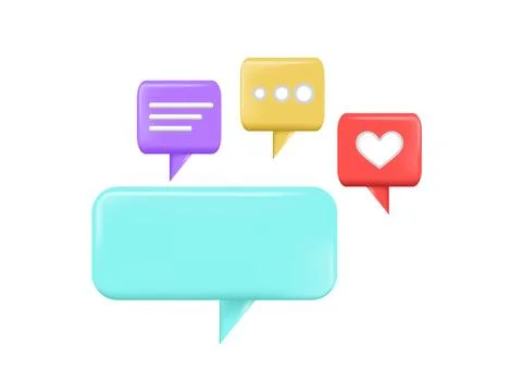 Set of 3D bubble speech chat icons notifications Stock Illustration