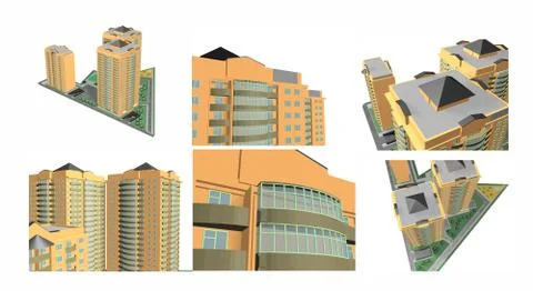 Set 3D building model for prints Fotos de archivo