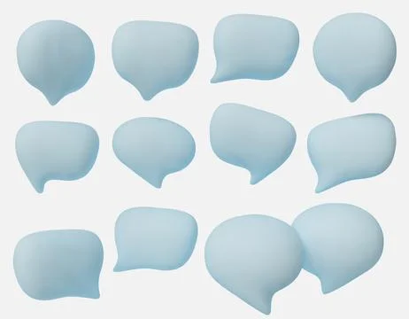 Set of 3D chat bubbles with text symbols, perfect for messaging, social media Illustrazione stock