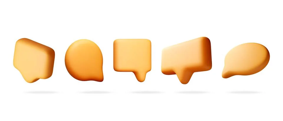 Set of 3d chat bubbles in yellow color. Stock Illustration
