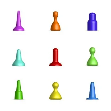 Set of 3D chips for board games, vector illustration. Stockillustratie