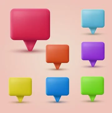 Set of 3d colorful speech bubbles. Vector Stock Illustration