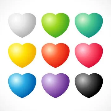 Set of 3D colourful hearts Stock Illustration