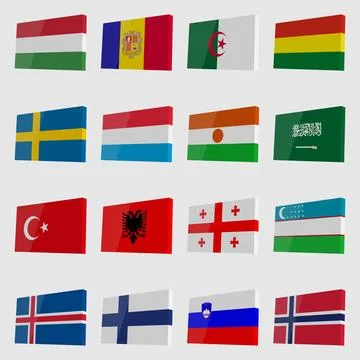 Set of 3D country flags Stock Illustration