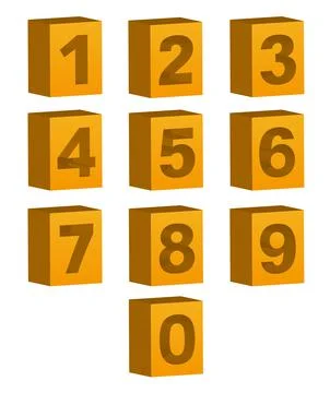 A set of 3d cubes with hollowed-out numbers inside. Stock Illustration